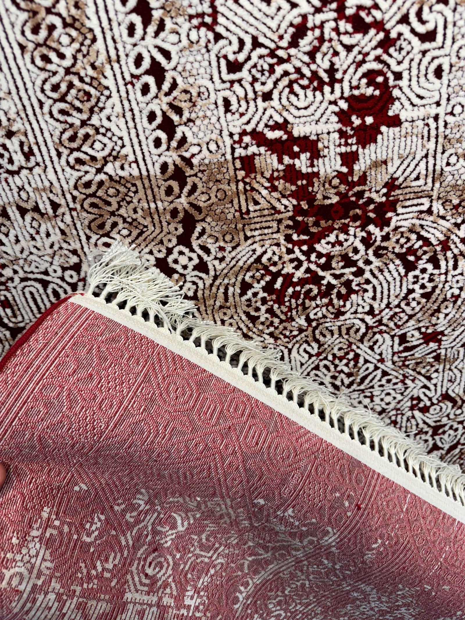 Red white Antique Rug