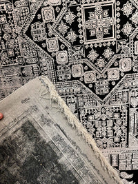 Black white Antique Bamboo Rug