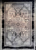 Black white Antique Bamboo Rug