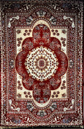 Persian Elegance Unveiled: Red and Cream Floral Tapestry