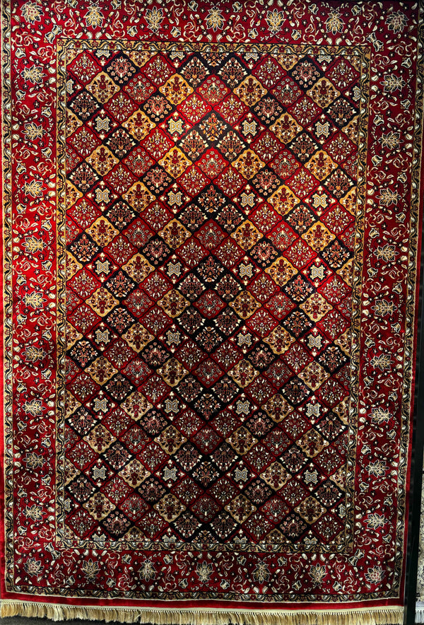 Navy blue Red Semi Antique Persian Tabriz 1200 Reeds
