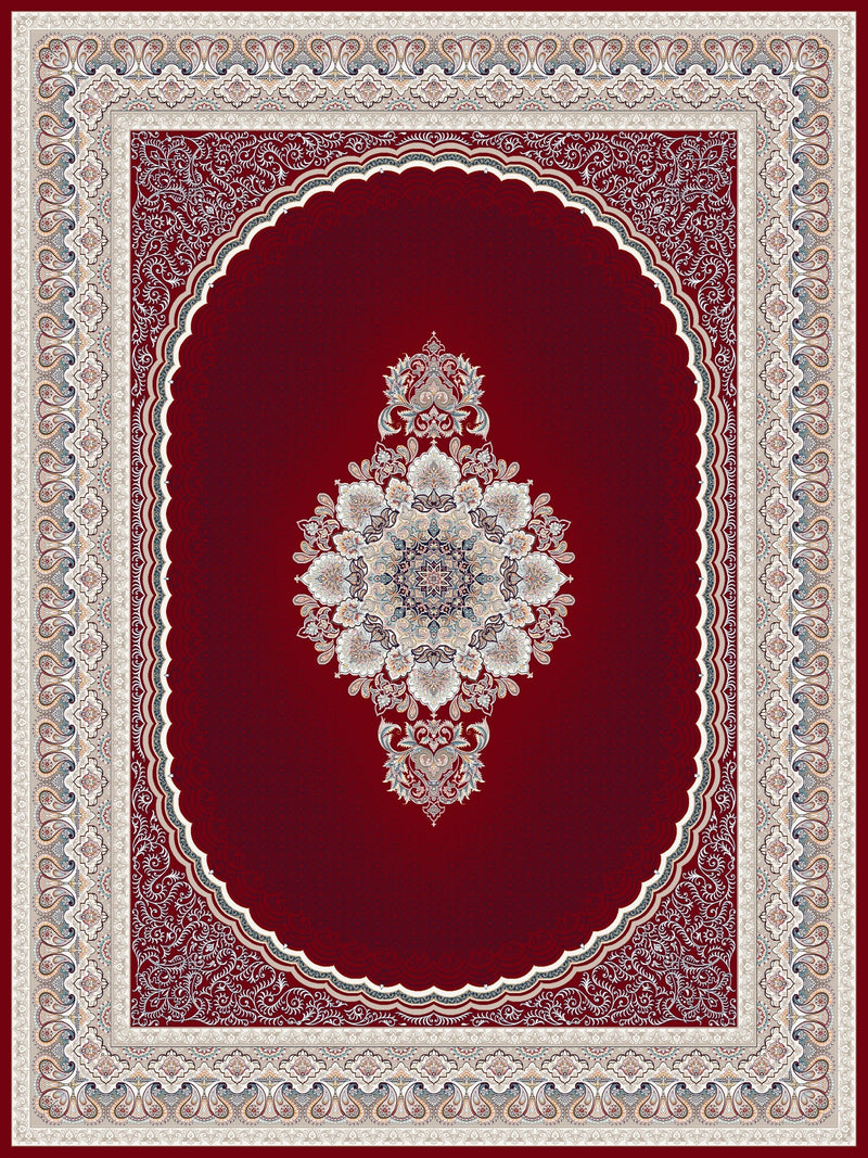 Burgundy Medallion Persian Rug 1200 Reeds - pattern detail
