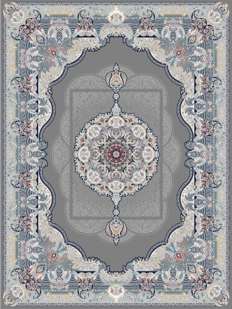 2026 Luxury Persian-Inspired Traditional Rug Dark Gray Royal Medallion 1200 Reeds