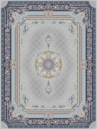 2026 Luxury Persian-Inspired Traditional Rug Light Silver Gray Classic Medallion 1200 Reeds
