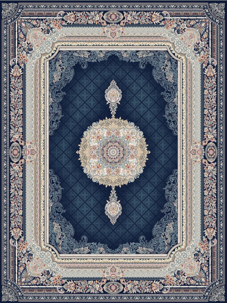 2026 Luxury Persian-Inspired Traditional Rug Deep Navy Classic Medallion 1200 Reeds