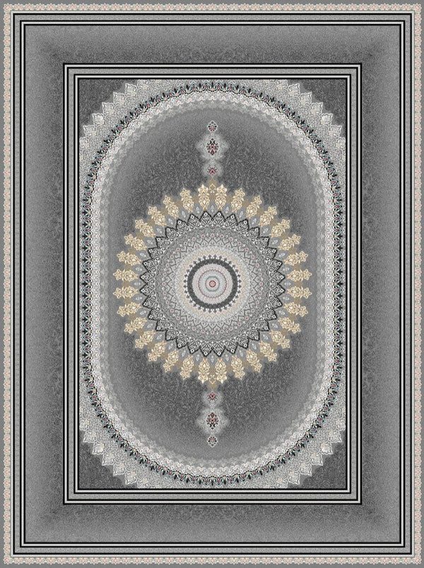 2026 Luxury Persian-Inspired Traditional Rug – Dark Gray Oval Medallion | 1200 Reeds