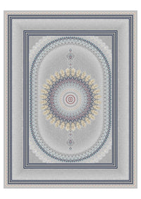 2026 Luxury Persian-Inspired Traditional Rug Light Gray Oval Medallion Navy Frame 1200 Reeds