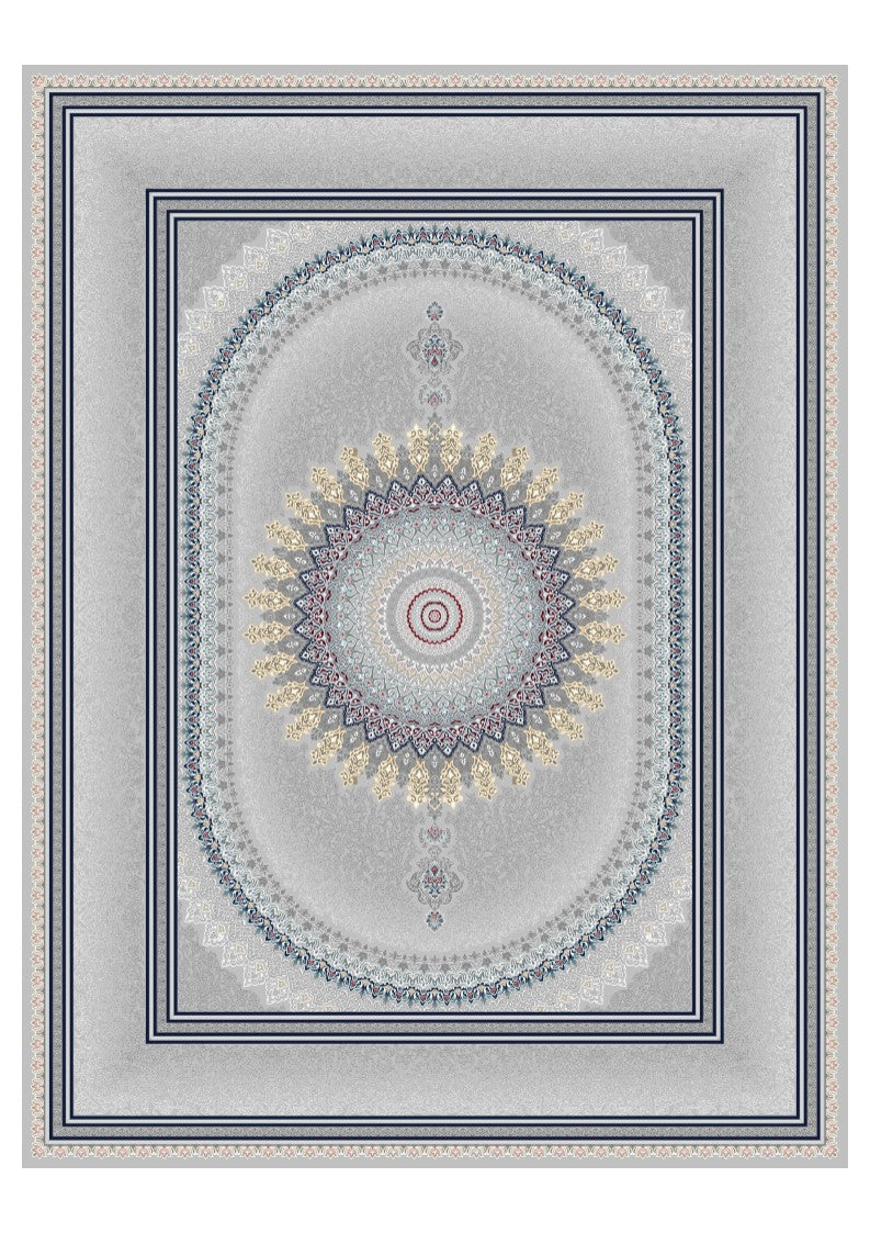 2026 Luxury Persian-Inspired Traditional Rug Light Gray Oval Medallion Navy Frame 1200 Reeds