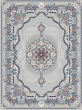 2026 light gray Persian-inspired traditional rug with royal medallion, 1200 reeds, detailed floral border