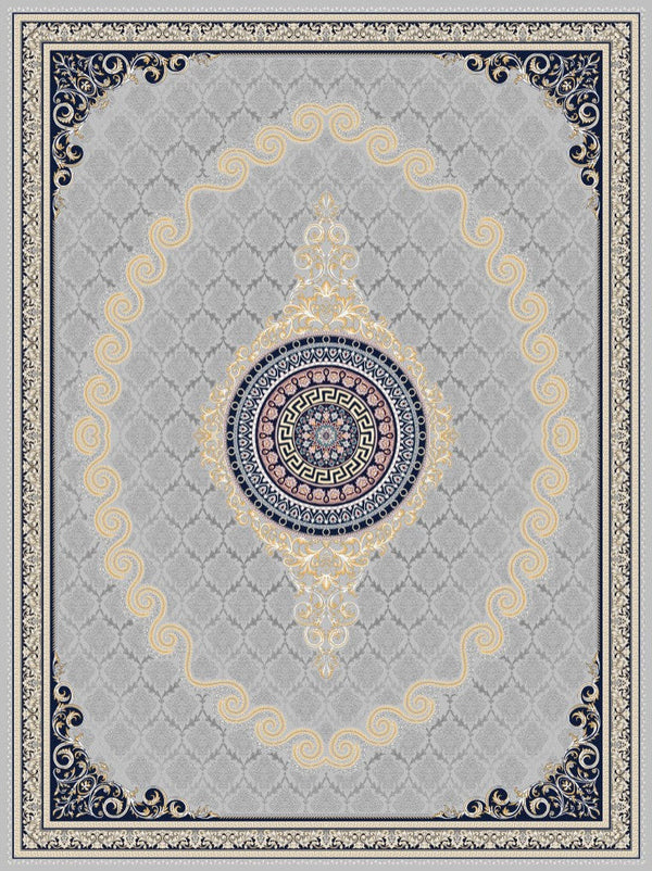 Silver & Gold Scroll Persian Rug · 1200 Reeds