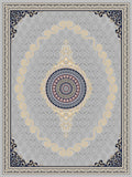 2026 Luxury Persian-Inspired Traditional Rug Light Silver Gray and Gold Scroll Medallion 1200 Reeds