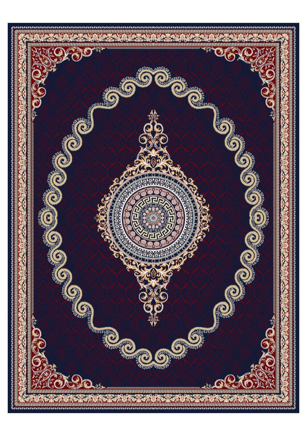Burgundy & Gold Scroll Medallion Persian Rug · 1200 Reeds