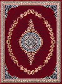 2026 Luxury Persian-Inspired Traditional Rug Classic Crimson Red and Gold Scroll Medallion 1200 Reeds