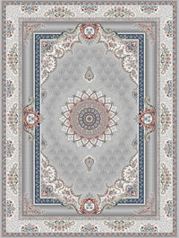 2026 Luxury Persian-Inspired Traditional Rug Light Gray Lotus Medallion 1200 Reeds