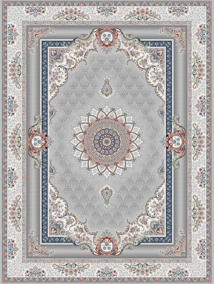 2026 Luxury Persian-Inspired Traditional Rug Light Gray Lotus Medallion 1200 Reeds