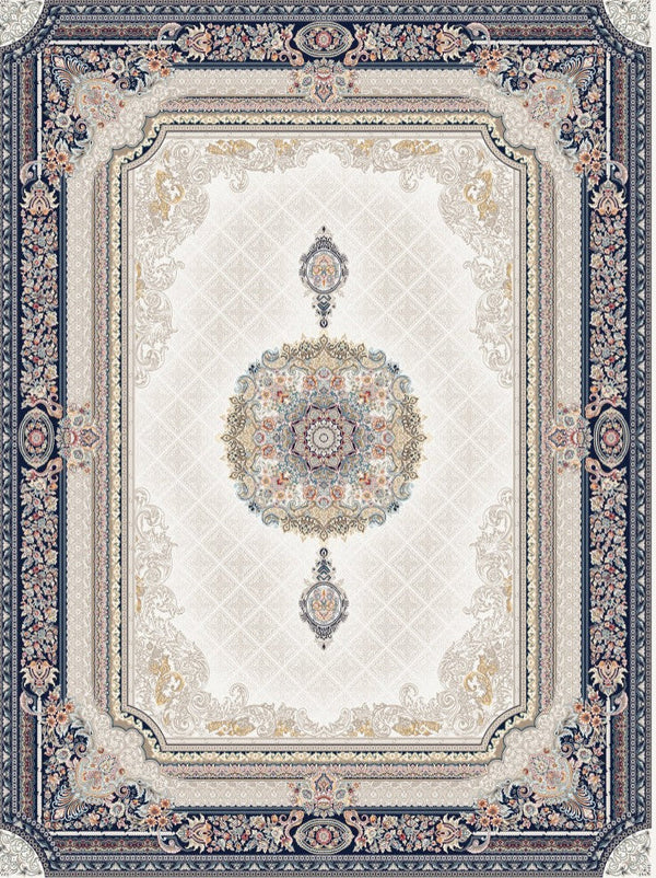 2026 Luxury Persian-Inspired Traditional Rug – Ivory Cream Classic Medallion | 1200 Reeds