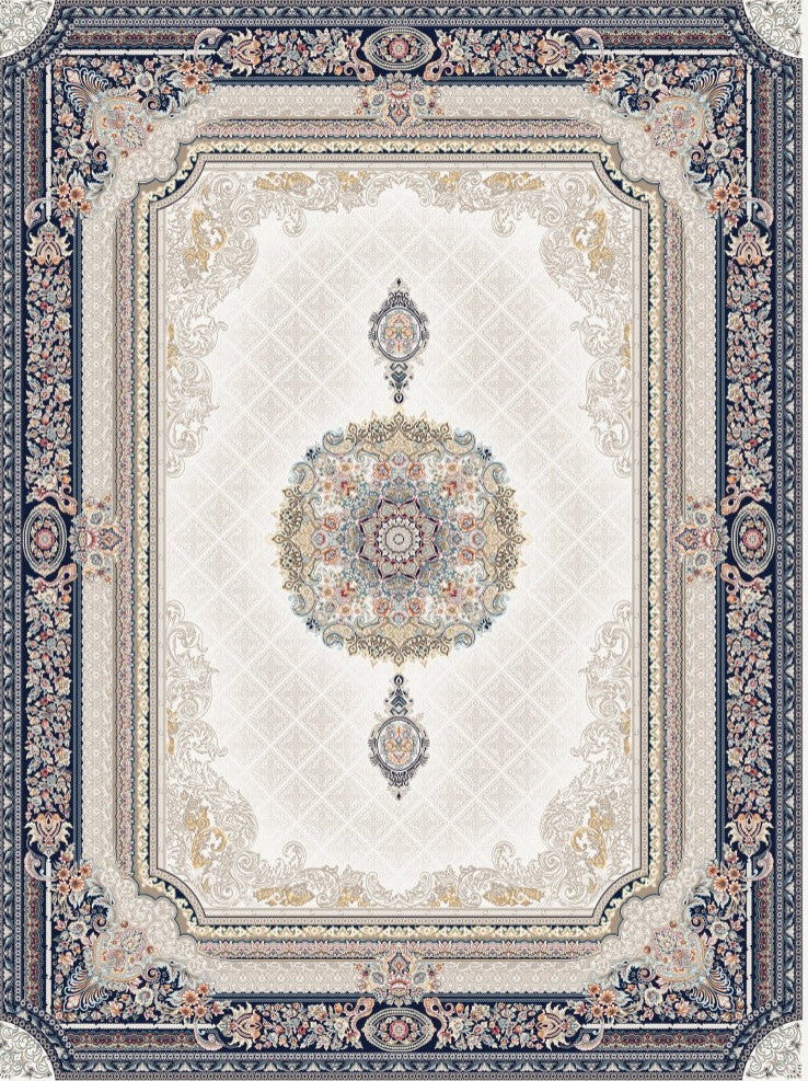 2026 Luxury Persian-Inspired Traditional Rug Ivory Cream Classic Medallion 1200 Reeds