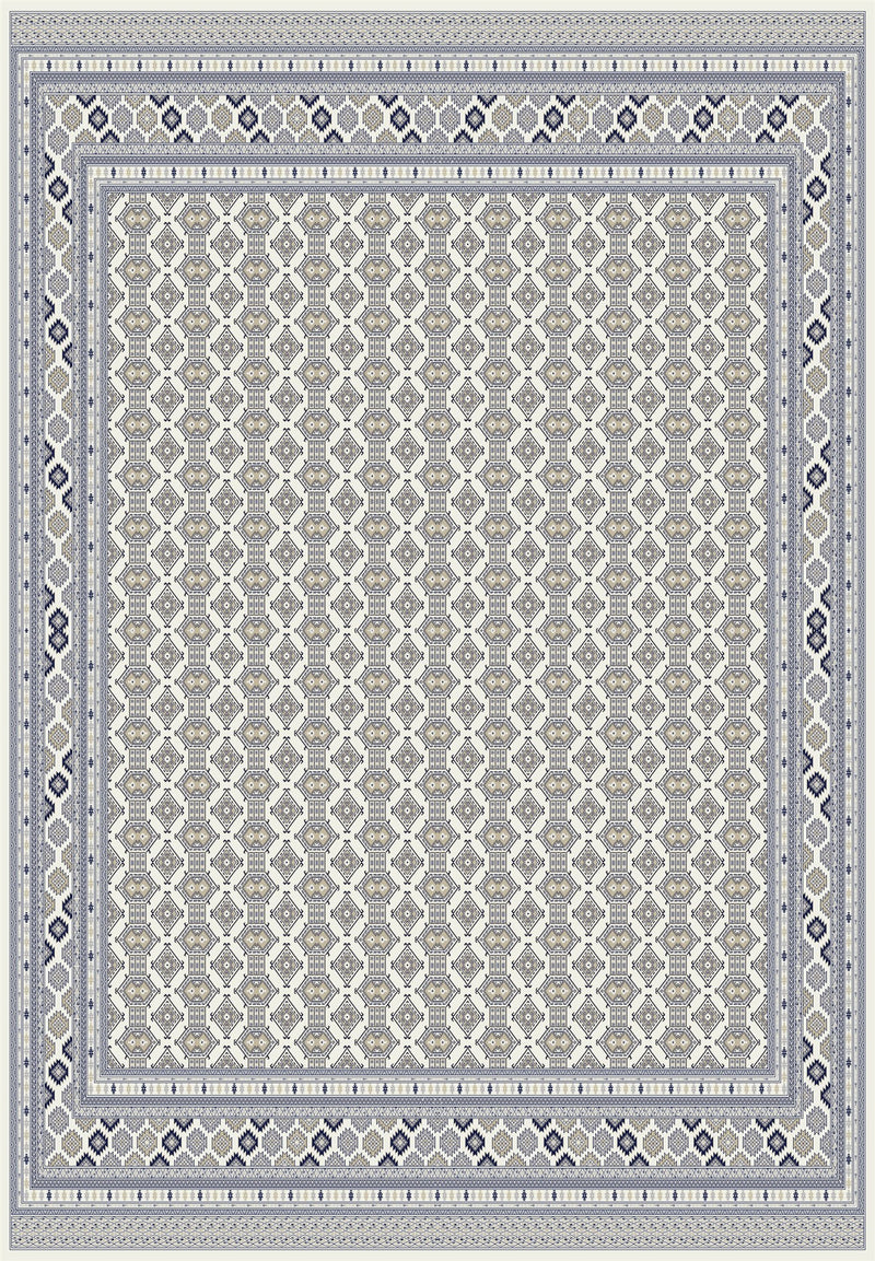 Cream and navy trellis Persian-design rug, Arman design AR015A