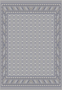 Grey & Navy Geometric Grid Rug · Arman - 3x6.5 Feet (90x200 cm)