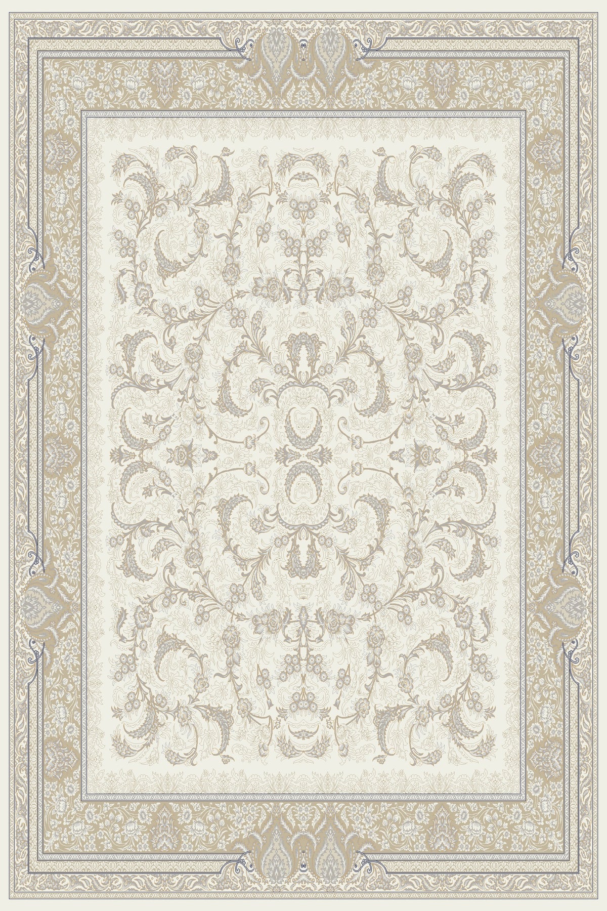 Cream and beige arabesque Persian-design rug, Arman design AR017A