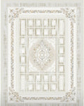 Beige garden-panel Turkish rug, design 5558A, with a floral oval medallion and ivory panel field — Stylish Rugs & Carpets