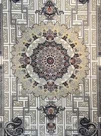 Cream Persian Design Rug — 1200 Reeds pile macro detail