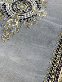Gray & Gold Medallion Darbar Persian Rug medallion detail