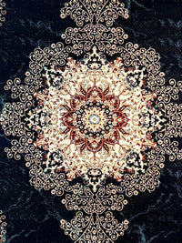 Luxury Navy Persian Rug — 1200 Reeds medallion detail