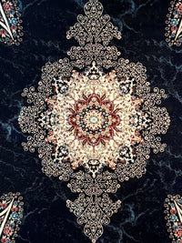 Luxury Navy Persian Rug — 1200 Reeds pile macro detail