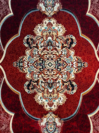 Mafkoor Persian Rug, Red — 1200 Reeds pile macro detail