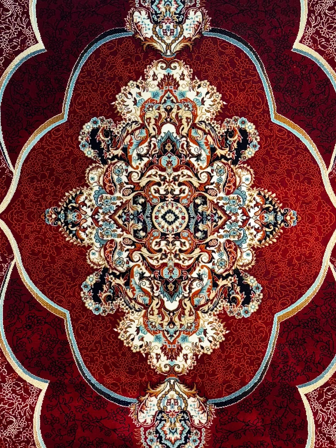 Mafkoor Persian Rug, Red — 1200 Reeds pile macro detail