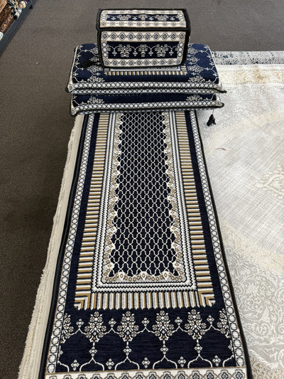 Navy and gold Arabic majlis 4-piece floor sofa set — Stylish Rugs & Carpets, Sacramento