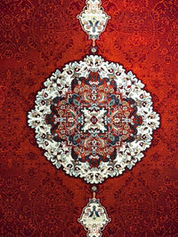 Red Persian Design Rug — 1200 Reeds medallion detail