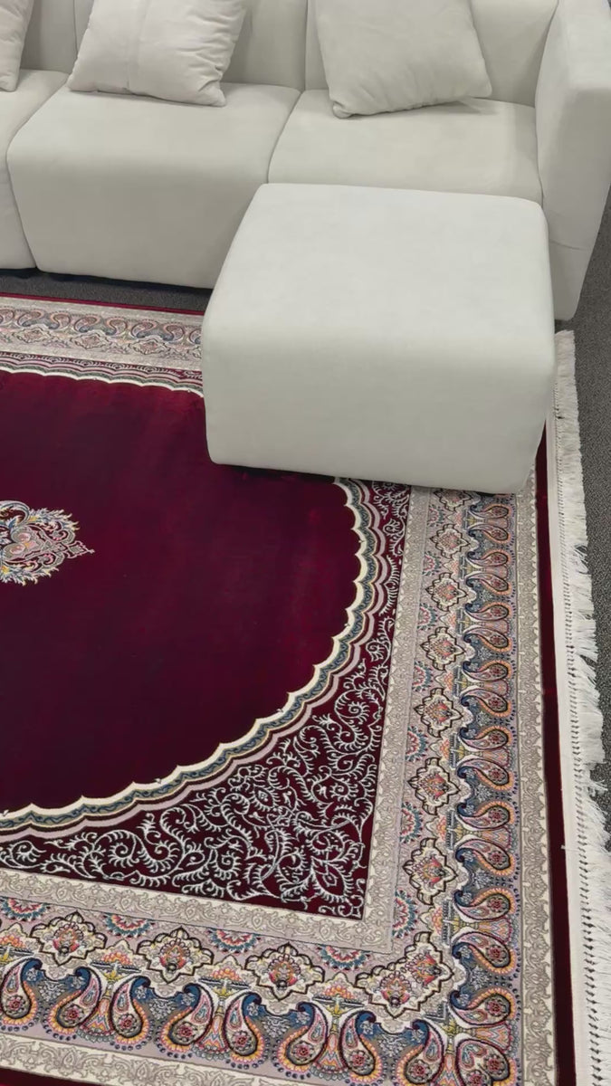 2026 Burgundy Red Luxury Traditional Rug | 1200 Reeds • 3M+ Density ...