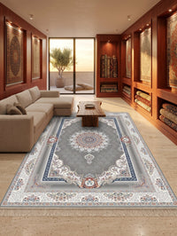 Silver Royal Medallion Persian Rug · 1200 Reeds styled in a room — Stylish Rugs & Carpets, Sacramento