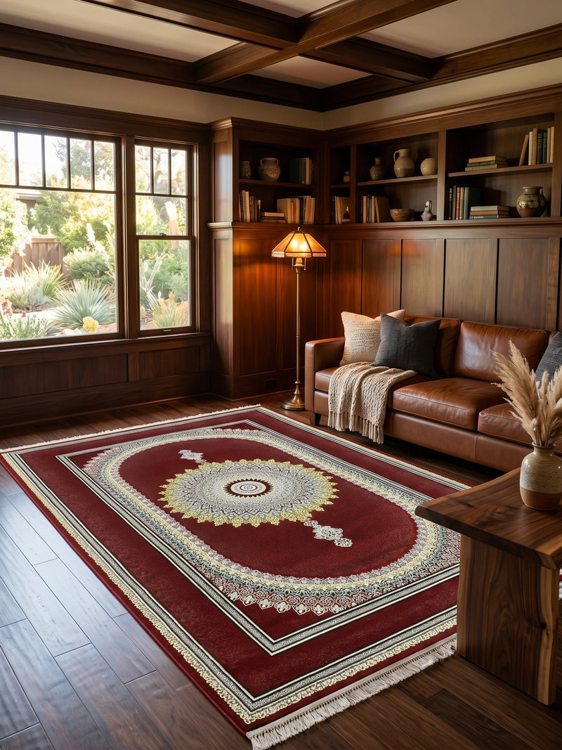 18 Lancet Live Red Sunburst Medallion Turkish Rug