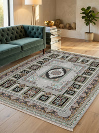 Silver Panel Persian Rug · 1200 Reeds — size 6.5x10 Feet (200x300 cm) 6Meters shown to scale in a living room — Stylish Rugs & Carpets, Sacramento