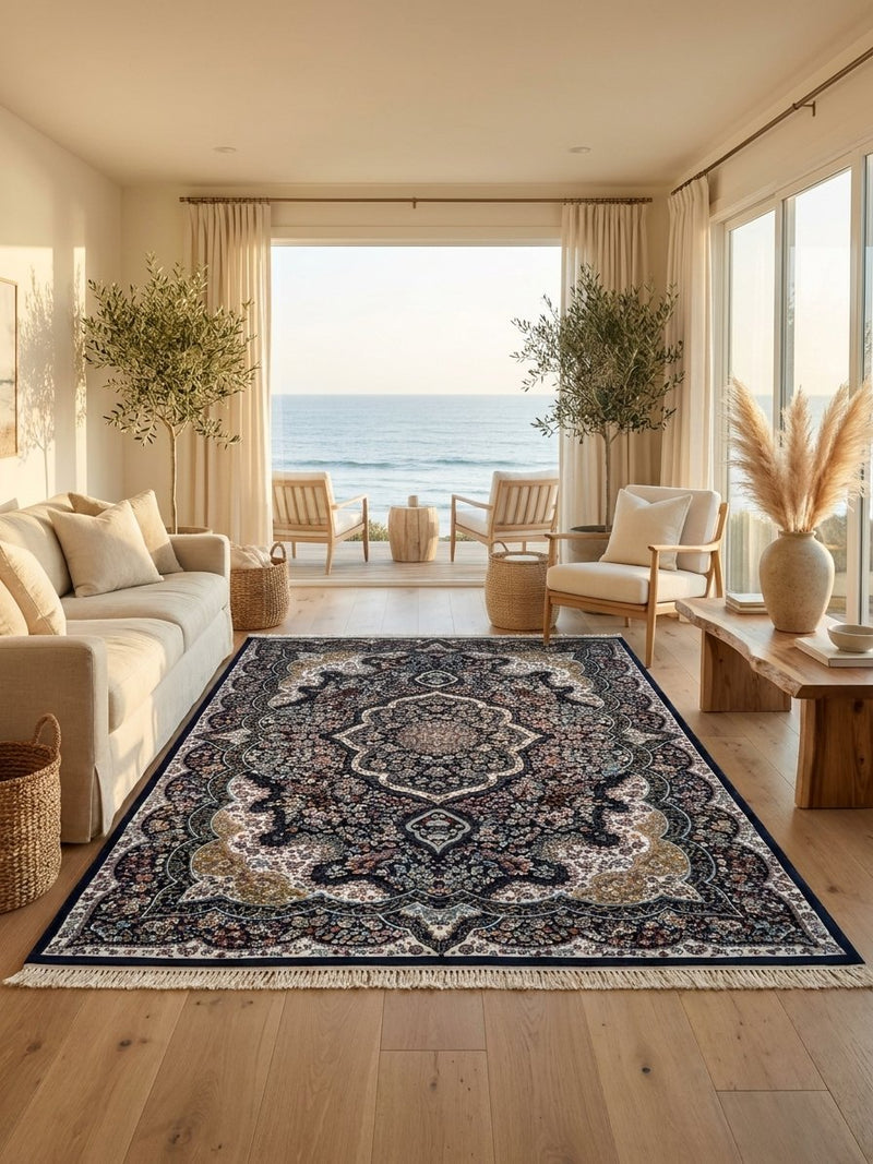 Kashan Persian Rug Navy — 1200 Reeds | Stylish Rugs & Carpets