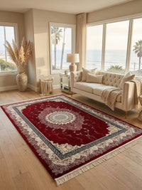 Classic Red Medallion Persian Rug rug styled in a Sacramento home — Stylish Rugs & Carpets