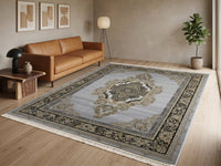 Gray & Gold Shah Persian Rug styled in a room — Stylish Rugs & Carpets, Sacramento