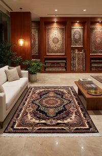 Traditional Kashan Blue Floral Turkish Rug 1200 Reeds — area rug styled in a room, Stylish Rugs & Carpets, Sacramento