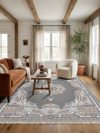 Steel Gray Medallion Persian Rug · 1200 Reeds rug styled in a Sacramento home — Stylish Rugs & Carpets