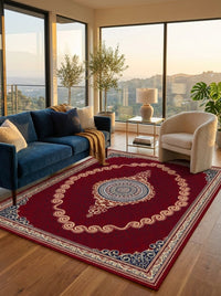 Red & Gold Scroll Persian Rug · 1200 Reeds rug styled in a Sacramento home — Stylish Rugs & Carpets
