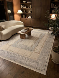 Light Gray Panel Turkish Rug rug styled in a Sacramento home — Stylish Rugs & Carpets