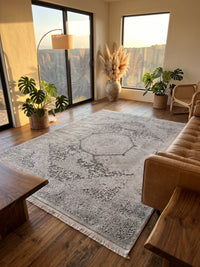 Mamluk Design Bamboo Rug, Grey Carpet styled in a room — Stylish Rugs & Carpets, Sacramento