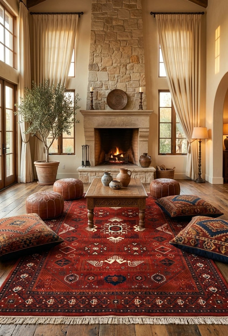 Red & Terracotta Kazak Turkish Rug