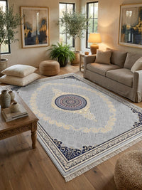 Silver & Gold Scroll Persian Rug · 1200 Reeds rug styled in a Sacramento home — Stylish Rugs & Carpets