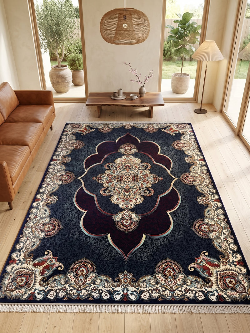 Mafkoor Persian Rug Blue — 1200 Reeds | Stylish Rugs & Carpets