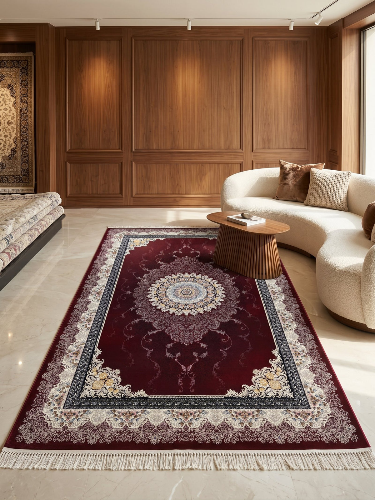 Classic Red Medallion Persian Rug styled in a room — Stylish Rugs & Carpets, Sacramento