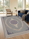 Silver Gray & Gold Scroll Persian Rug · 1200 Reeds — size 3x6Feet (91x200cm)  2Meters Runner shown to scale in a living room — Stylish Rugs & Carpets, Sacramento